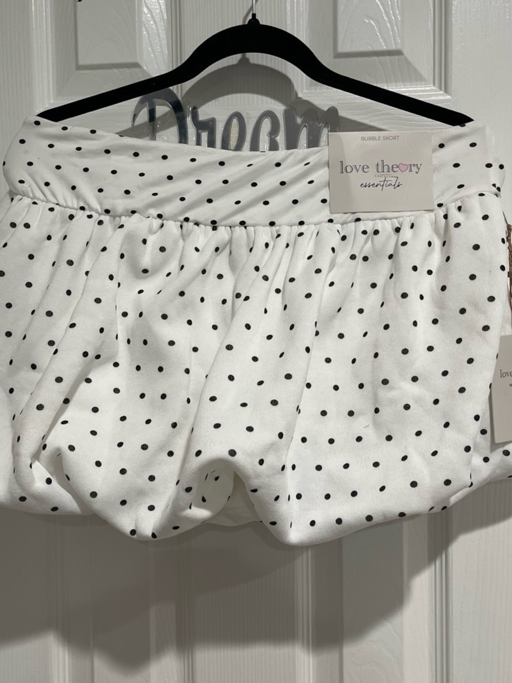 Love Theory Essentials White Polka Dot Bubble Skort